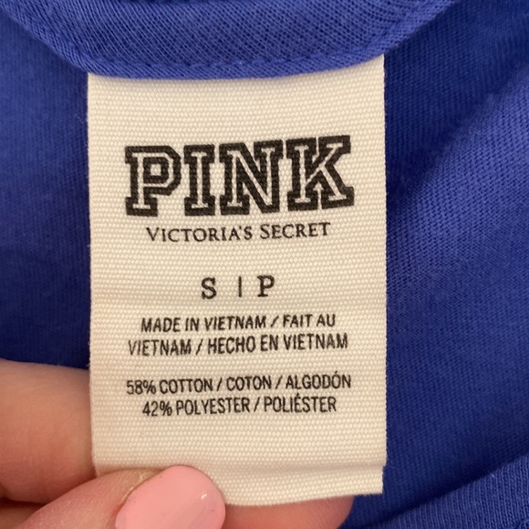 Victoria Secret Pink: Purple Blue Loose Fit, Dog Logo Wide Armholes Tank Top SzS - Picture 5 of 9